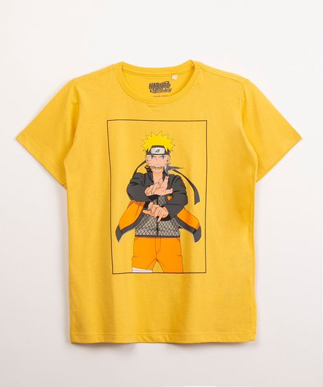 camiseta infantil manga curta naruto  amarelo