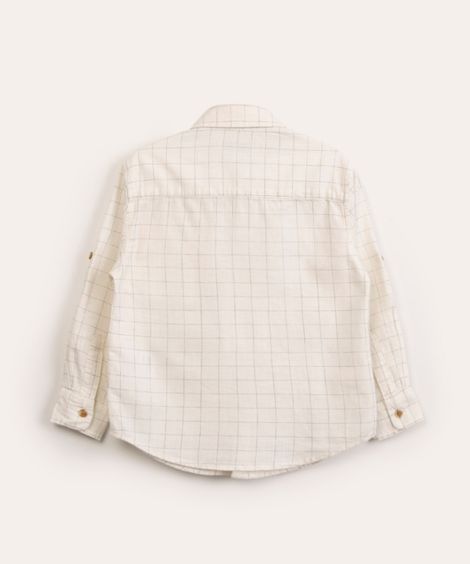 camisa infantil quadriculada manga longa off white