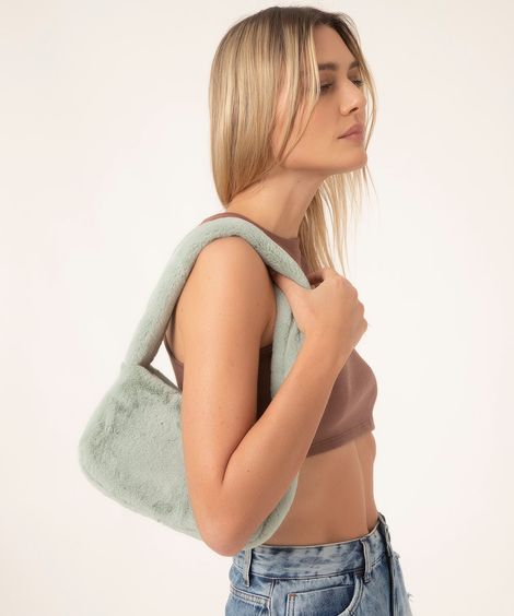 bolsa shoulder bag de pelúcia verde