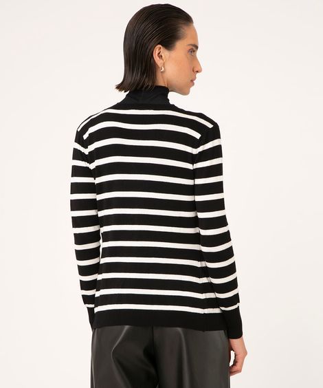 cardigan listrado de tricô preto