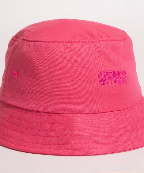 chapéu bucket de sarja happiness rosa