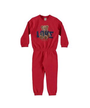 Conjunto Moletinho Infantil Menina Love Vermelho Boca Grande