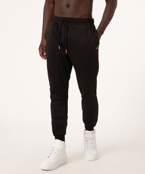 Calça Masculina Esportiva em Moletom com Bolsos Preta