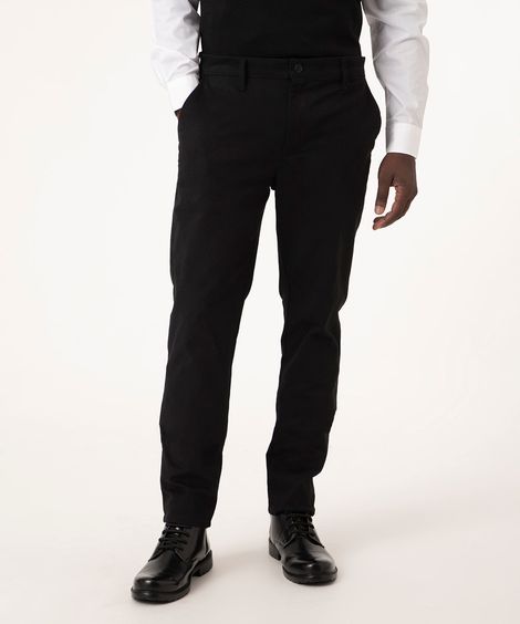 calça slim de sarja preta