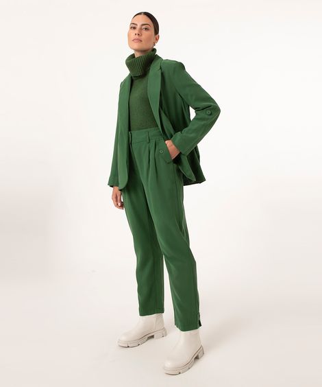 calça alfaiataria baggy verde escuro