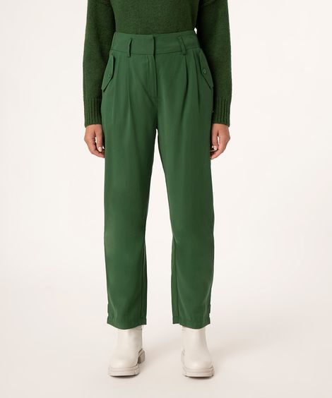 calça alfaiataria baggy verde escuro