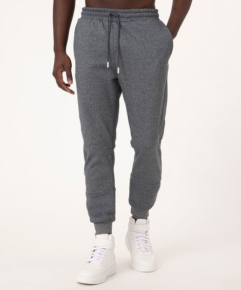 Calça Masculina Esportiva em Moletom com Bolsos Azul Marinho