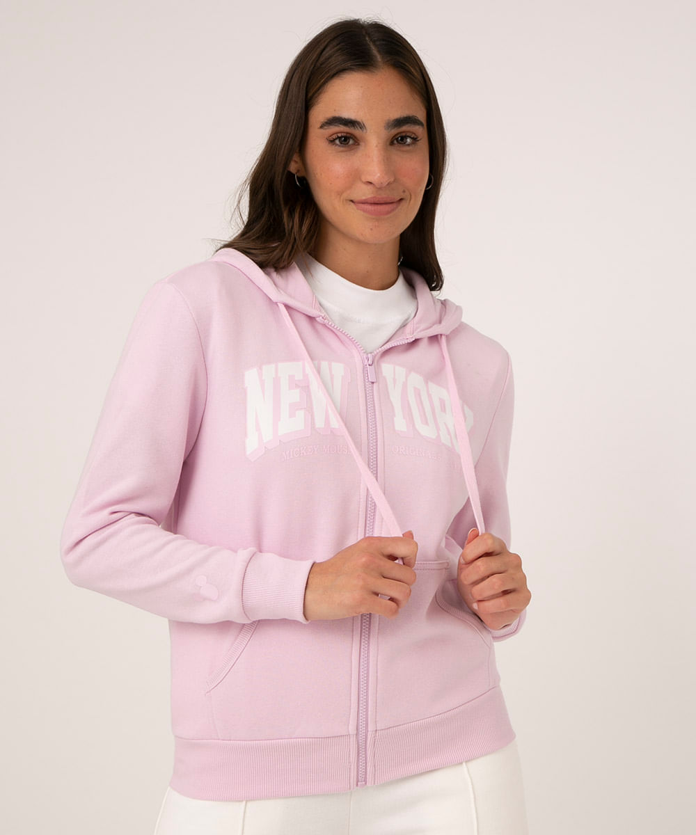 new yorker pink moletom com capuz