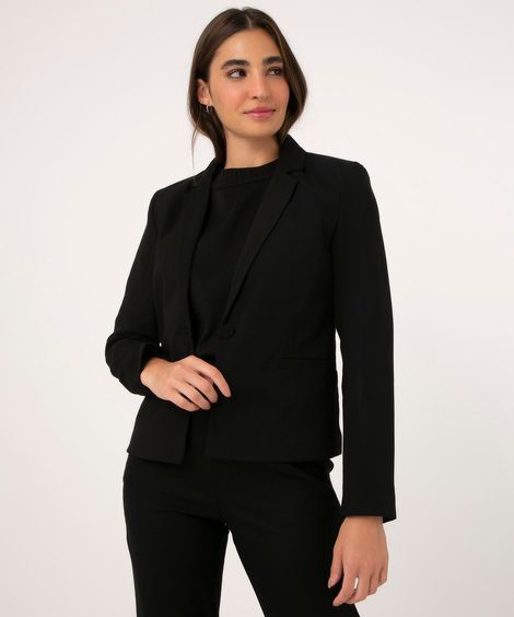 Blazer com Bolsos e Botão Preto