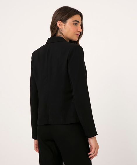 Blazer com Bolsos e Botão Preto