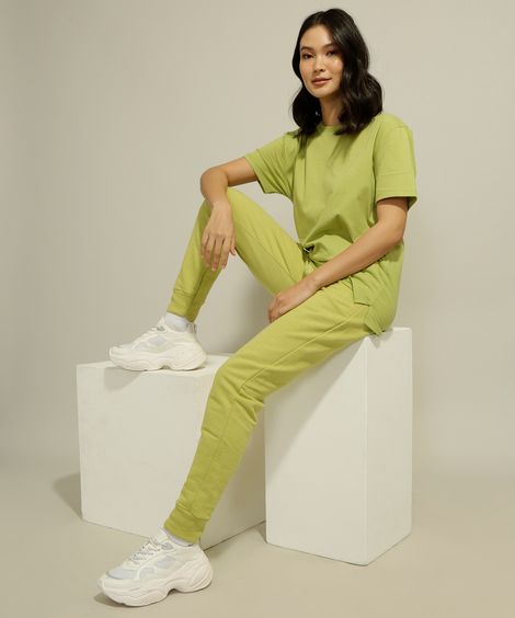 calça jogger unissex de moletom básica verde