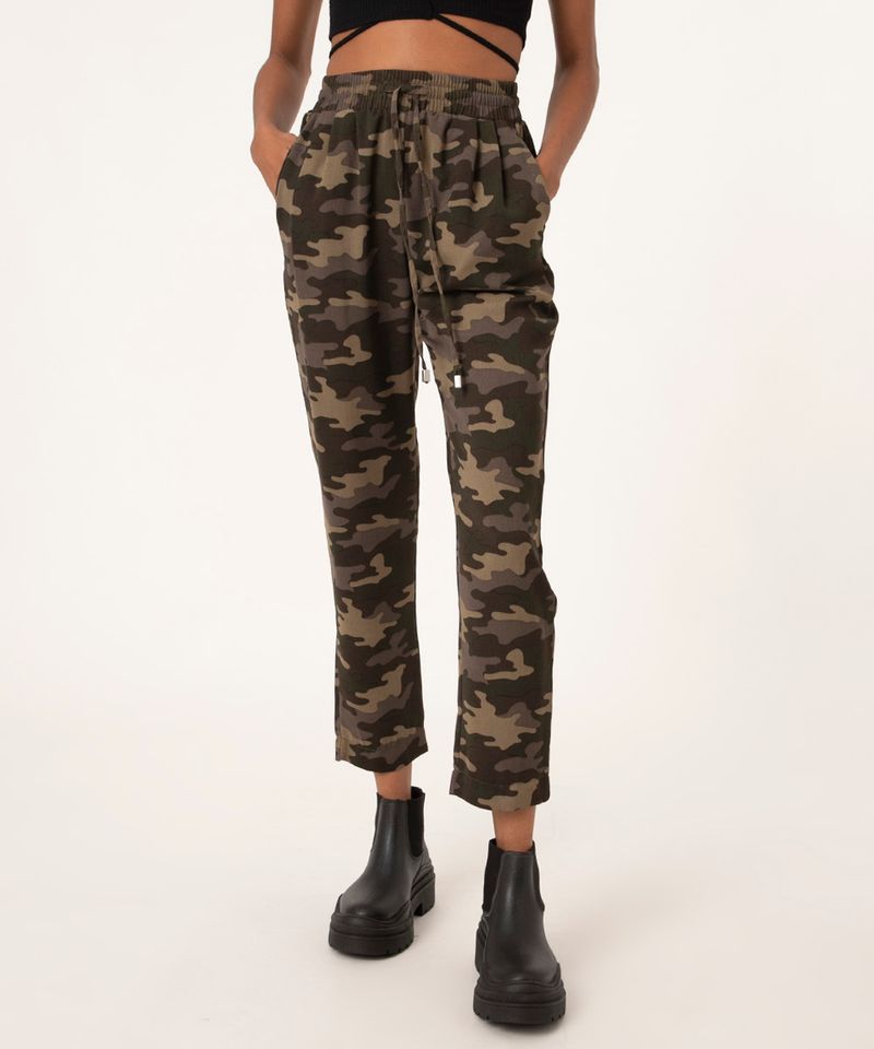 Calça cintura best sale alta camuflada