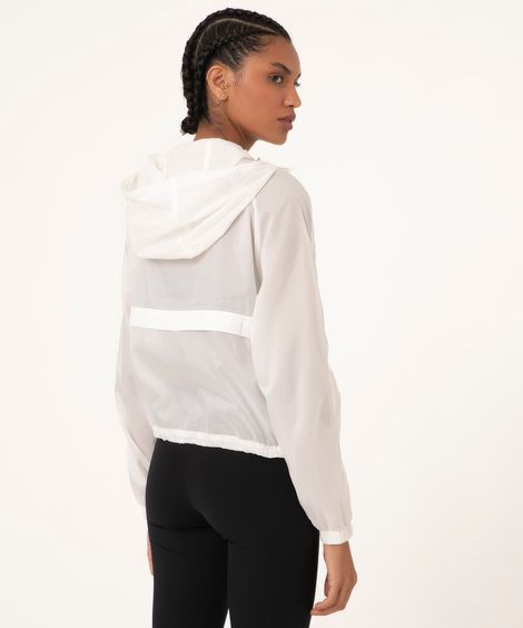 jaqueta corta vento com capuz esportiva off white
