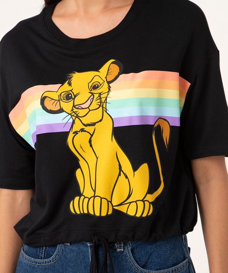 camiseta cropped amarração rei leão preto