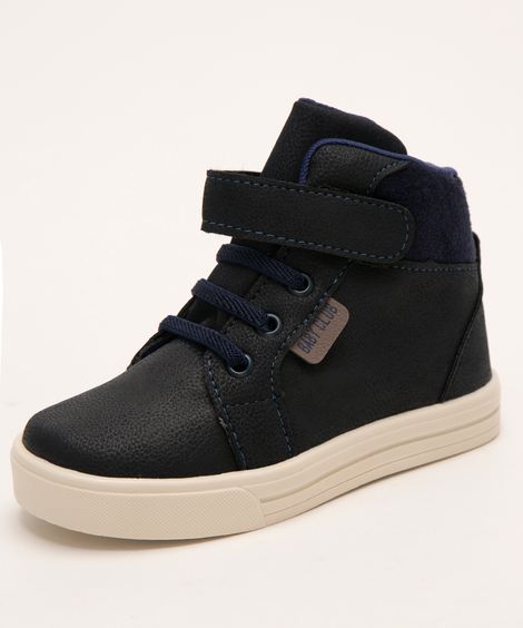 tênis infantil cano alto com velcro azul marinho