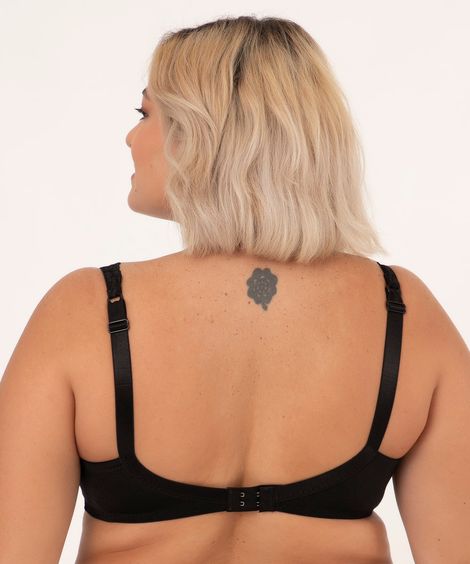 sutiã meia taça com renda floral demillus plus size preto