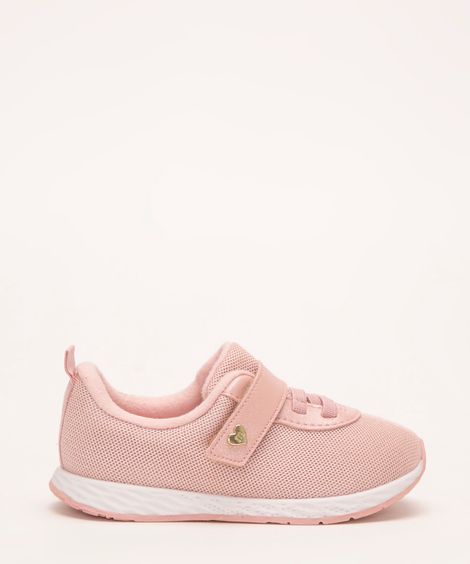 tênis infantil cano baixo com velcro molekinha rosa