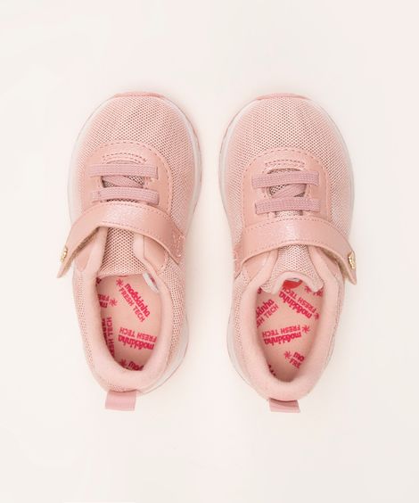 tênis infantil cano baixo com velcro molekinha rosa