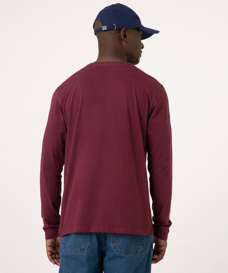 camiseta básica manga longa vinho