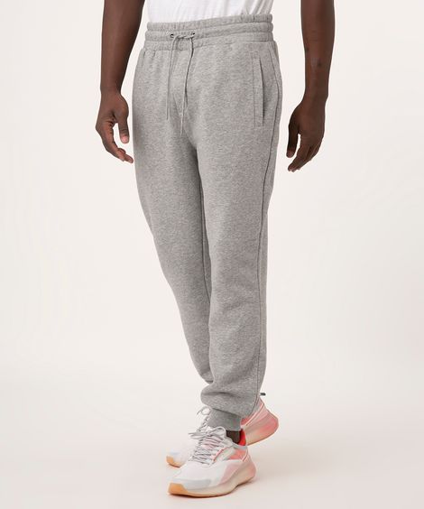 calça de moletom slim com cordão cinza mescla