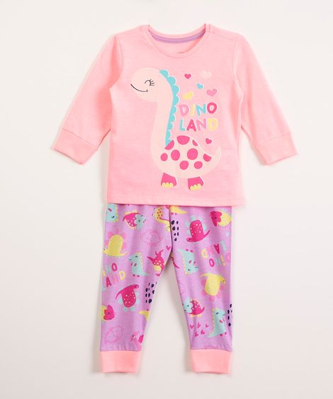 Pijama infantil dinossauros multicor