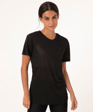 Blusa Feminina Esportiva Ace Básica Manga Curta Decote Redondo Preta