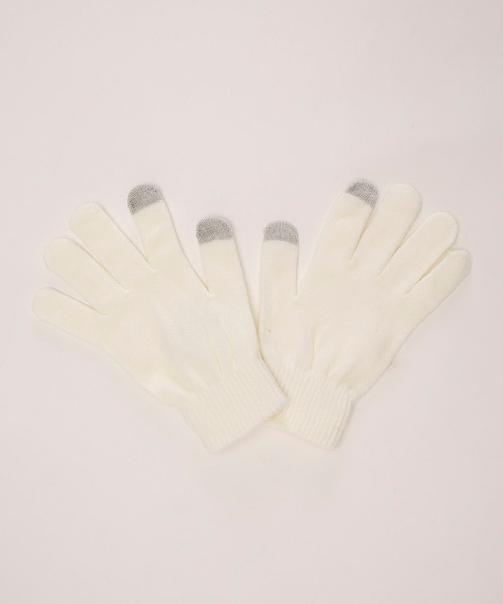 Par de luvas brancas com <em>touchscreen</em>, da C&A