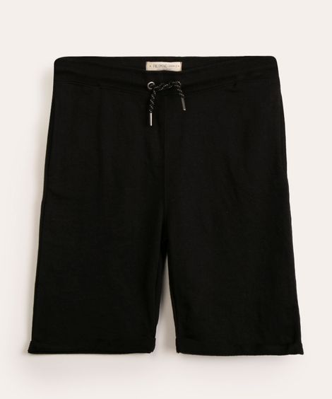 Bermuda de Moletom Básica com Bolso Preta