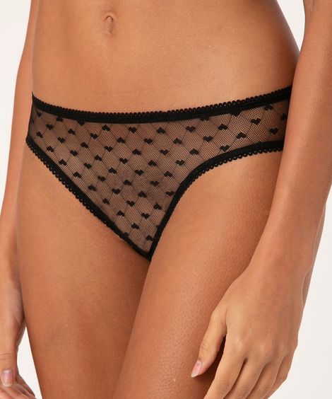 Calcinha de Tule Biquíni Coração + Nécessaire Preta