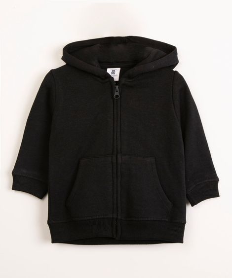 jaqueta infantil de moletom com capuz preto