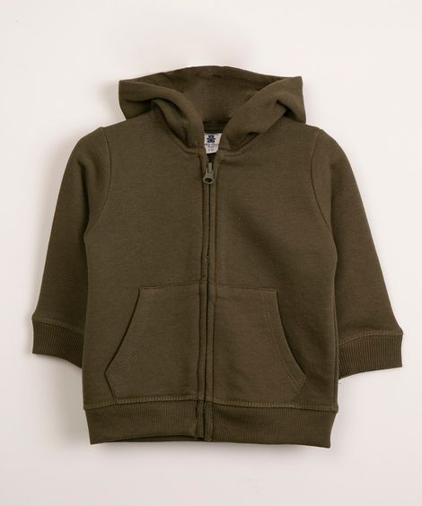 jaqueta infantil de moletom com capuz verde militar