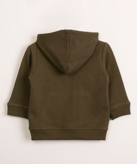 jaqueta infantil de moletom com capuz verde militar