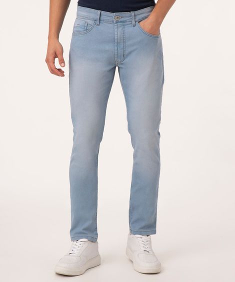 Calça Slim Jeans com Bolsos Azul Claro