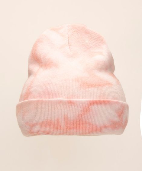 gorro juvenil de tricô tie dye rosa