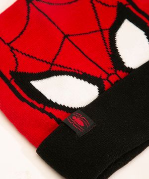 kit de gorro infantil de tricô homem-aranha + luva vermelho