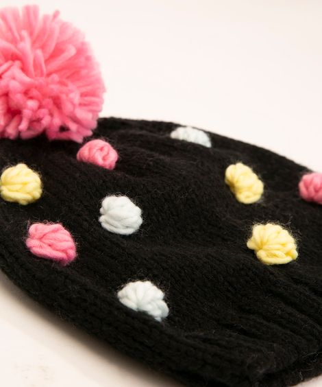 kit de gorro infantil de tricô + luva multicor