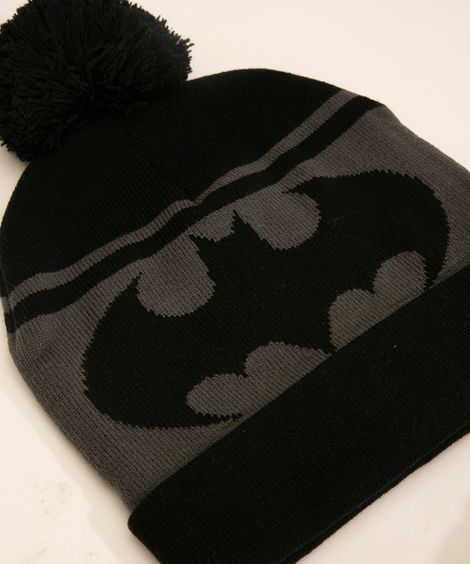 kit de gorro infantil de tricô batman + luva preta