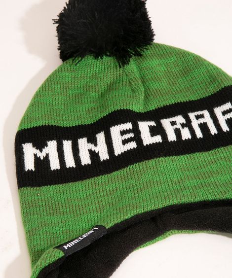 kit de gorro infantil de tricô minecraft + luva verde