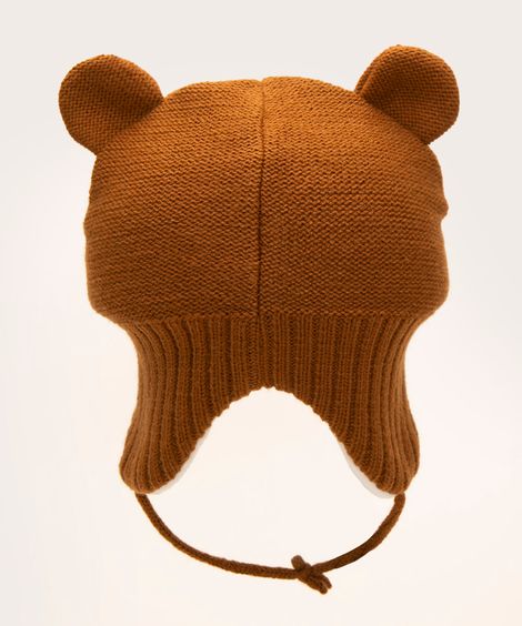 gorro bebê de tricô ursinho marrom