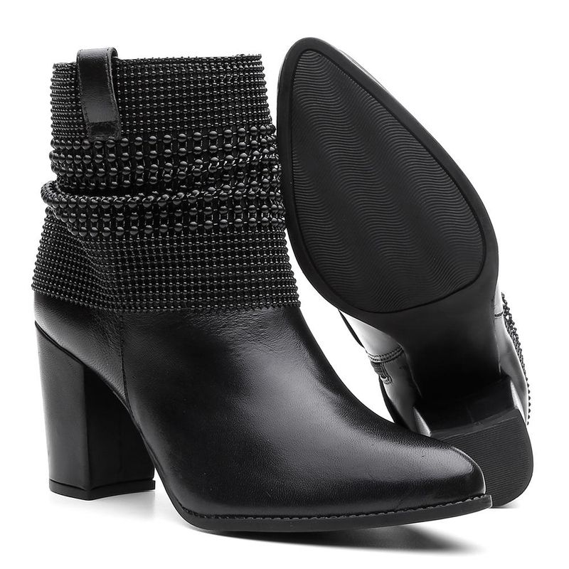 Bota couro malha preto hot sale arezzo