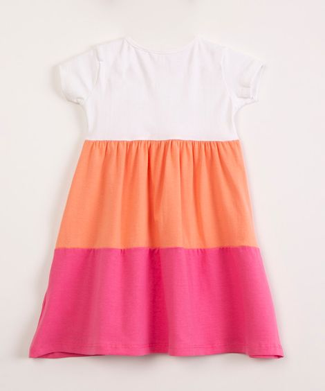 vestido infantil de algodão manga curta gatinho coral
