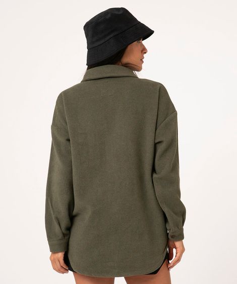 jaqueta shacket de flanela verde militar