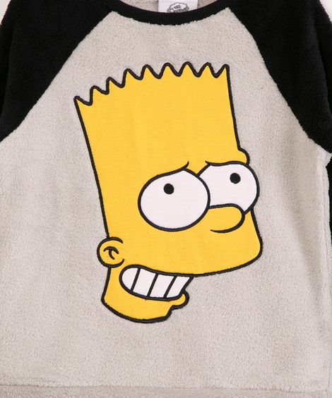 pijama infantil de fleece bart simpson cinza