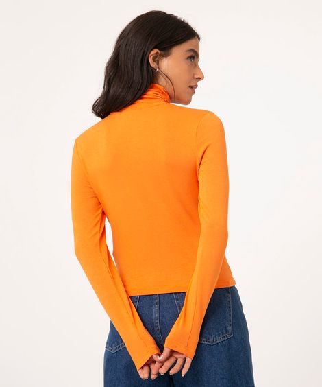 blusa manga longa gola alta laranja