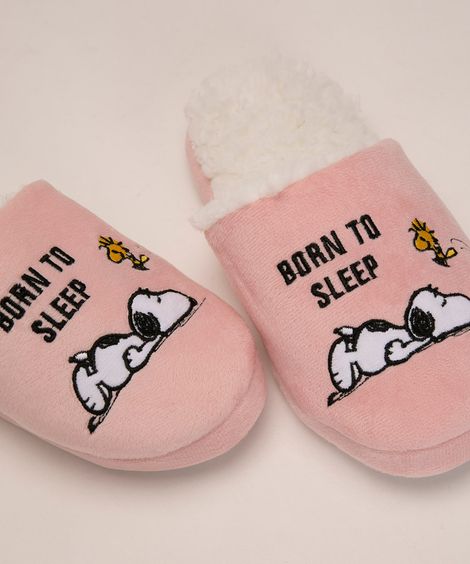pantufa aberta snoopy rosa