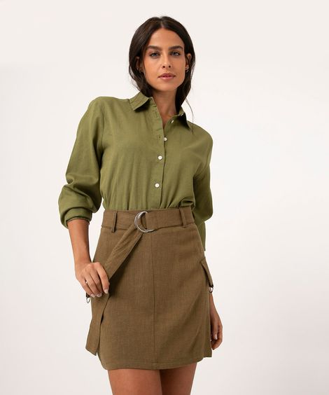 minissaia cargo com cinto verde militar