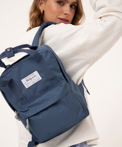 mochila pequena bolso frontal azul