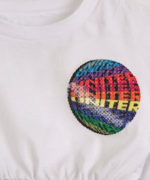 blusa juvenil cropped de algodão manga longa now united off white