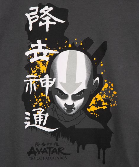 camiseta infantil manga longa avatar cinza mescla escuro