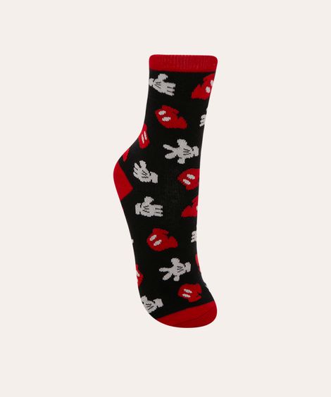 meia cano alto mickey preta
